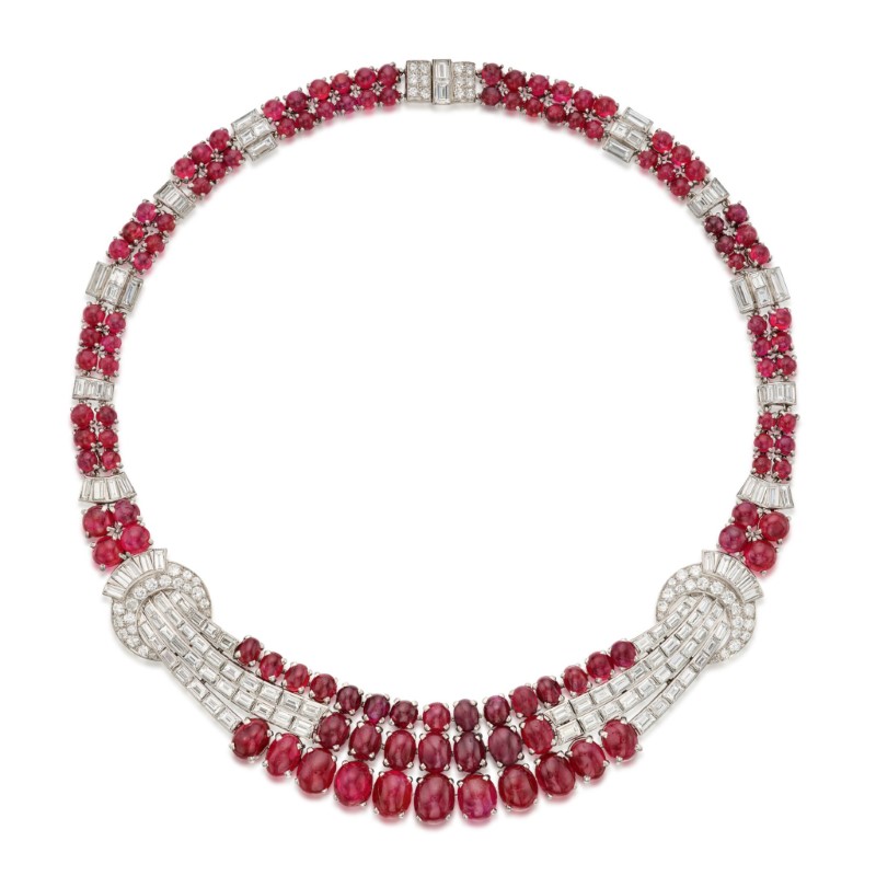 Vintage Bulgari Ruby and diamond necklace